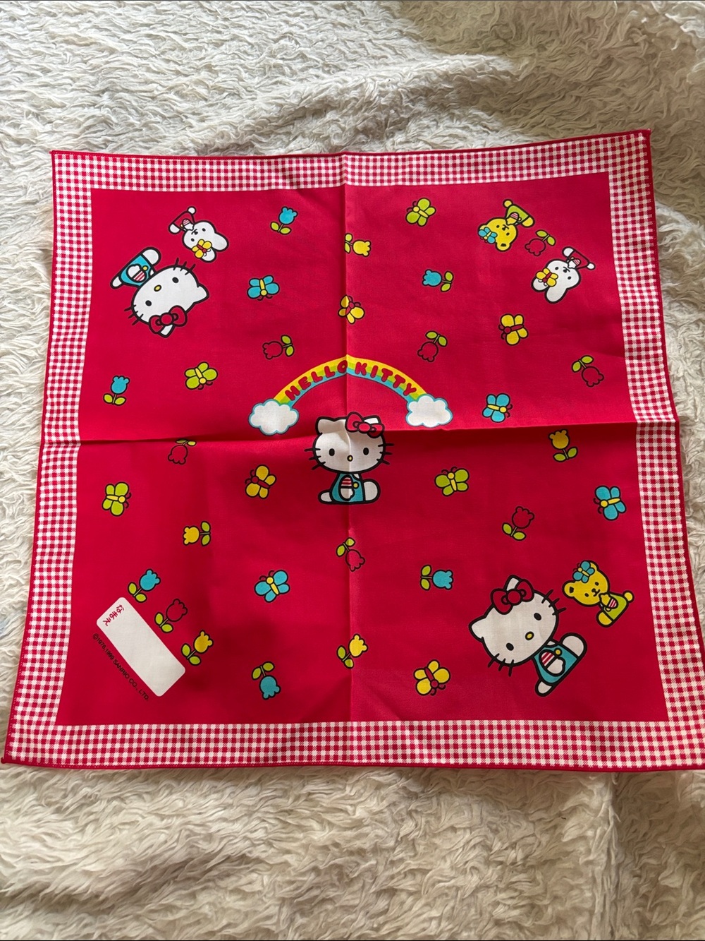 Sanrio Hello Kitty Red Floral Checkered Party Bandana